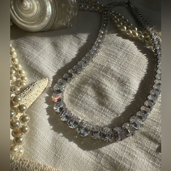 Oval cut cubic zirconia tennis necklace super sparkly  - Picture 13 of 13